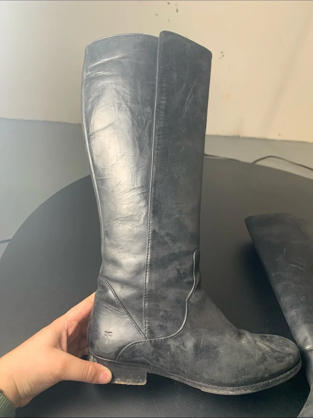 Frye Black Over-the-Knee Leather Riding Boots